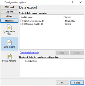 Export plugins of RS232 Data Logger