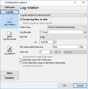 RS232 Logger File Settings.