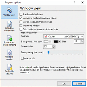 RS232 Logger Window View